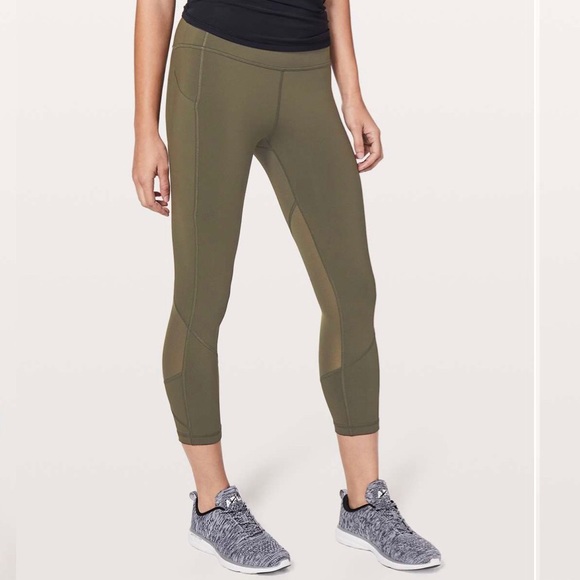 Lululemon Pace Rival Crop, Dark Olive, Size 4 - Picture 1 of 6